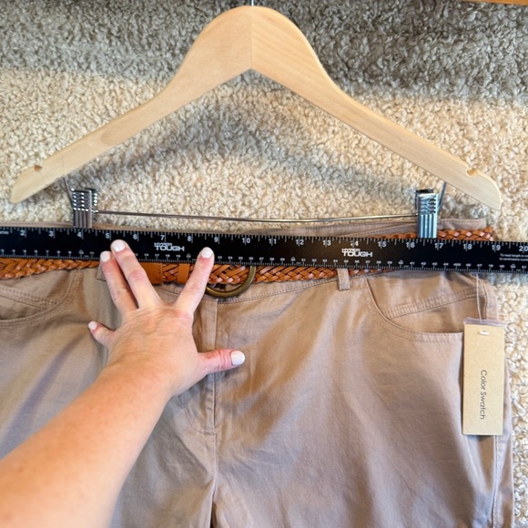 Khaki Shorts with Brown Braided Belt | NWT - Picture 7 of 8